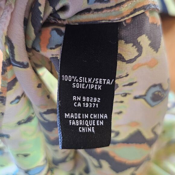 TIBI Women’s Light Green Silk Multi Geometric Print Sleeveless Blouson Dress 6 - Picture 4 of 4